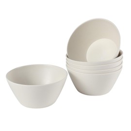 ECOWAY Bamboo Fiber Cereal Bowls Set 6 Pieces, 24 Ounce Soup Bowls White, Melamine Bowls Set Large for Kitchen, Deep Serving Bowls for Cereal, Soup, Oatmeal, Rice, Pasta, Salad, Off-white