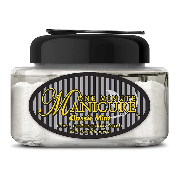 One Minute Manicure – Moisturizing Salt Scrub – 13 oz – Professionally Formulated To Exfoliate, Recondition & Moisturize Skin – Enhanced With Botanical Oils & Natural Sea Salts (Classic Mint)