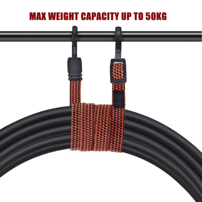 Fifod Adjustable Flat Bungee Cord with Hooks, 4 Pack Bungie
