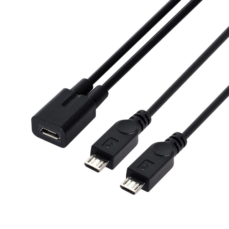 cablecc Micro USB Female to 2X Micro USB Male Splitter