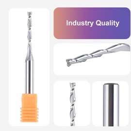 SpeTool 1/4 Inch Shank Up Cut Spiral Router Bit, Extra Long, 1 Inch Cutting Length, 3 Inch Total Length, HRC55 Solid Carbide End Mill for Wood Cutting