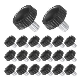 CoCud Thumb Screw Knurled Knobs, M5 x 8mm Male Thread, Black Round Head Clamping Screw Threaded Stud Hand Knobs Grip, (Applications: for Machinery Lathes), 20-Pieces