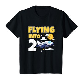 Flying Into 2 Airplane Pilot 2 Year Old 2nd Birthday T-Shirt