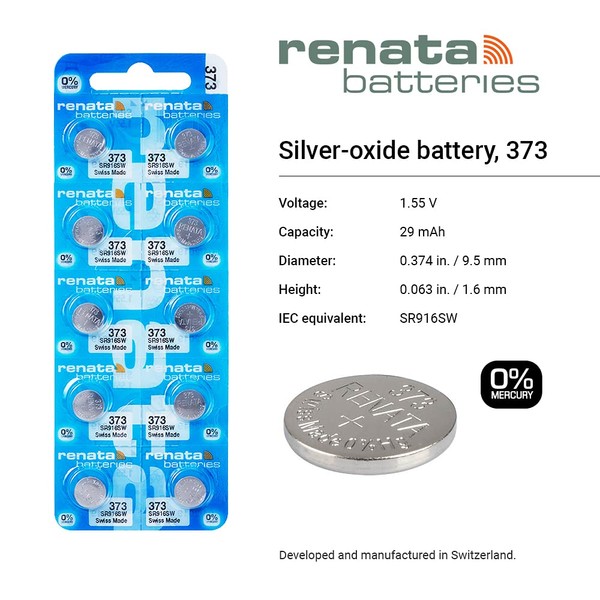 Renata Battery 373 Sr916Sw Silver 1.55V Swiss Made