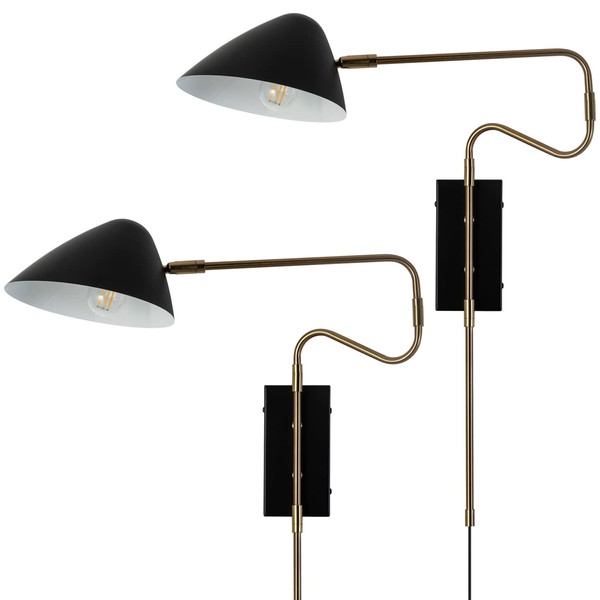 Ahaloye Modern Plug in Wall Sconces Set of 2, Black