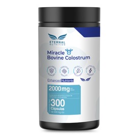 MIRACLE BOVINE COLOSTRUM 300 capsulas (2000 mg por porcion), 50% IgG Inmunoglobulinas de Calostro Bovino, Alimento Natural, by Eternal Nutrition - Ingredientes Naturales Premium de USA