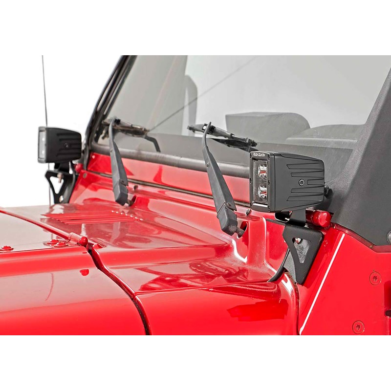 Rough Country Lower Windshield LED Bracket for 1997-2006 Jeep Wrangler