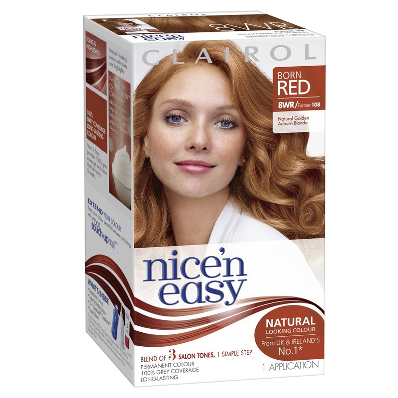 Clairol Nice'n Easy Permanent Hair Dye 108/8WR Natural Golden Auburn