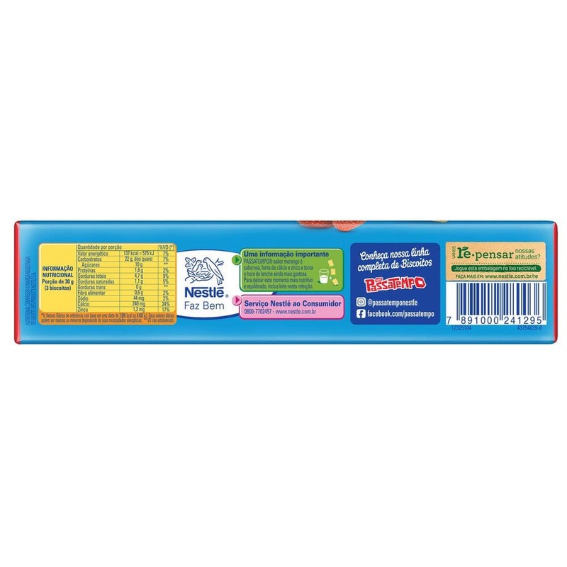 Biscoito Passatempo Recheado Sabor Morango130g | Strawberry Filled Cookie 4.58