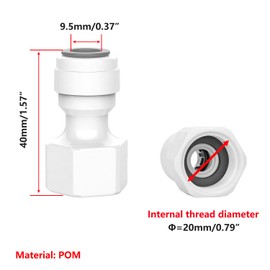 Qrity 1 Set Water Filter Quick Connector, 1/2" Male/Female Thread to 3/8" Quick Straight Connect, for RO Water Reverse Osmosis
