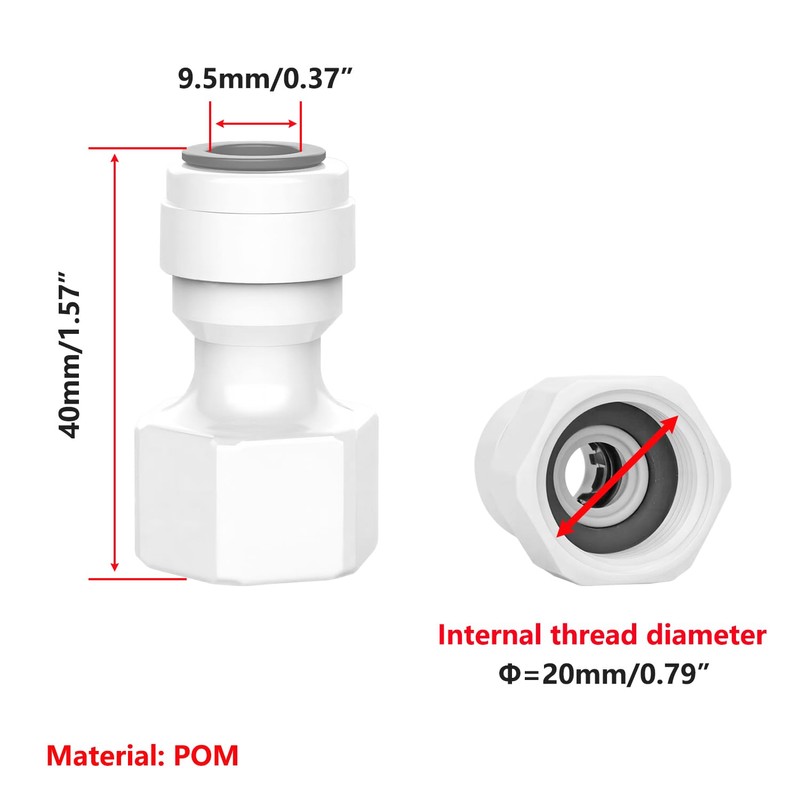 Qrity 1 Set Water Filter Quick Connector, 1/2" Male/Female Thread