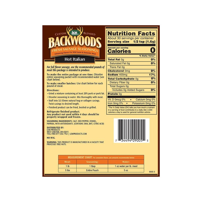 LEM Backwoods Hot Italian Sausage Seasoning for 5 lbs