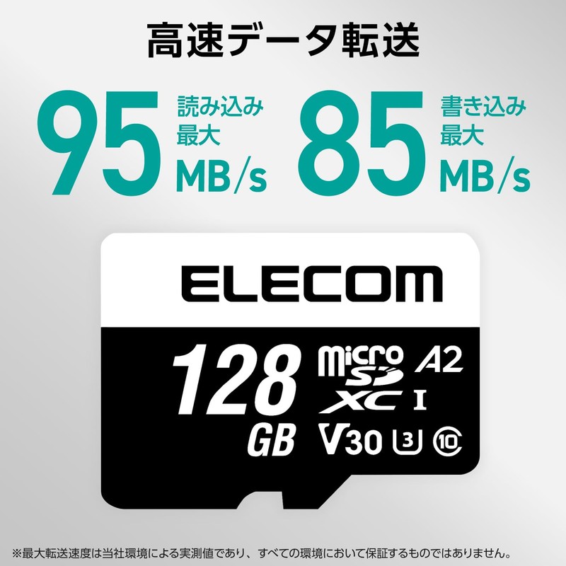 Elecom UHS-I U3 V30 MF-MS128GU13A2R MicroSDXC Card 128GB with Data