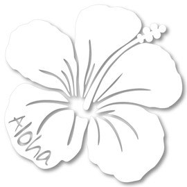 nc-smile Hawaiian Sticker Hibiscus Aloha (A, White)