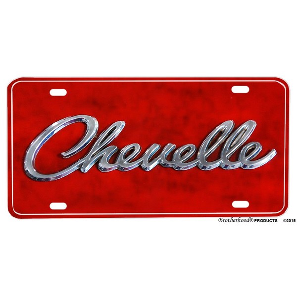 Compatible with Chevelle Red Aluminum License Plate