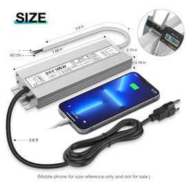 LED Driver 100 Watts Waterproof IP67 Power Supply, Input 100-260V AC with 3-Prong Plug, 24V DC 4.17A, Low Voltage Transformer for Outdoor LED Lights
