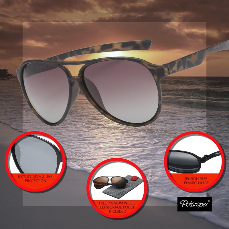 PolarSpex Classic Unisex Polarized Ultra Lightweight Flexible Aviator Sunglasses (Gloss
