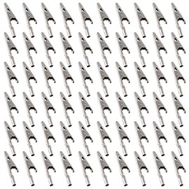 Glarks 60Pcs 53MM Metal Alligator Clip Clamp Assortment Kit for Battery Test, Silver Tone Nickel Plated Crocodile Electrical Test Clamps No Cap
