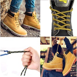 Yellow & Black 140cm Strong Round Bootlaces Shoelaces for Work Hiking Boots