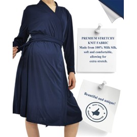 QTECLOR Mommy Robe for Maternity with Matching Swaddle Blanket Girls Boys, Delivery Labor Robe for Hospital Women Maternity Dress