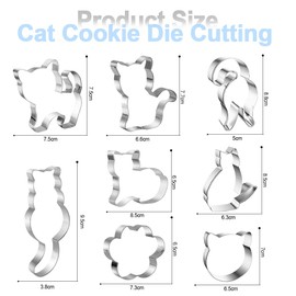 Cat Cookie Cutters, Cat Cookie Cutters, 8 Pieces, Stainless Steel, DIY Animals Cookie Cutters for Children, Birthday, Cat, Themed Party