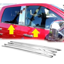 Sizver Polished Stainless Steel Window Sills Trims For 2010-2017 Dodge Ram 2500/3500 Crew Cab Mega Cab ^rear window sill measures at 33" not 24.5"^