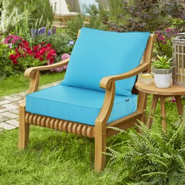 Comcaver Patio Cushions for Outdoor Furniture, Fade and Weather Resistant Deep Seat and Backrest Cushion Set for Chair Sofa Couch Swing, 24x24 Inch, Teal, 1 Set