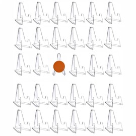 XSEXO Plastic Easels, Acrylic Easel Stands, Clear Display Easel, Acrylic Triangle Display Holder, for Display Coins, Medals, Pictures (Pack of 30)