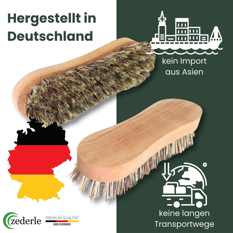 zederle Scrubbing Brushes with Ergonomic Beech Wood Handle (Pack of