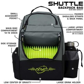 MVP Disc Sports Backpack Shuttle Bag (Gray/Lime)