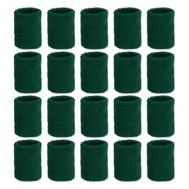 MECCANIXITY Wrist Sweatbands Sports Wrist Bands Sweat for Men & Women Athletic Absorbent for Basketball Football Tennis Soccer Running Working Out Dark Green, Pack of 20