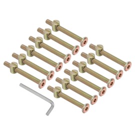 PATIKIL M6 x 60mm Bunk Bed Bolts, 12 Pack Hex Drive Socket Cap Barrel Screws Bolt Nuts Assortment Kit with 1Pcs Wrench for Furniture Bed, Zinc Color