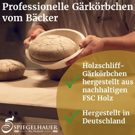 Bäckerei Spiegelhauer Proofing Basket Set Round 500 g + Long 1 kg I 750 g Wood Pulp Bread Mould Proofing Basket for Bread Baking