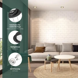 ledscom.de 5 Pieces Ceiling recessed Frame Fere recessed Frame Black matt (LED/Halogen/GU10/MR16/PAR16/50mm) incl. GU10 Socket