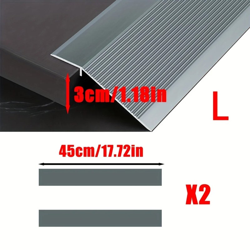 17.72-Inch Modular Aluminum Ramp for Doorway Transitions – 2-Piece Anti-Slip