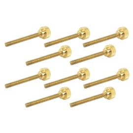 10 Pack 1/4-20 x 1-1/2 Inch Threads Solid Brass Diamond Knurled Thumb Screws Knobs with Straight Shoulders Right-Hand Threads SAE Flat Tip Uncoated (1/4-20 x 1-1/2 inch Long Threads)