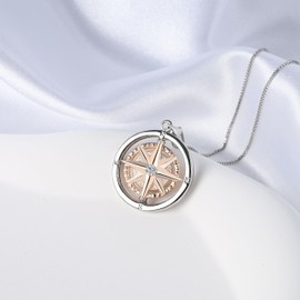 ZAMODEXIN Rotating Compass Necklace Compass Pendant Necklace Compass Jewelry for Women