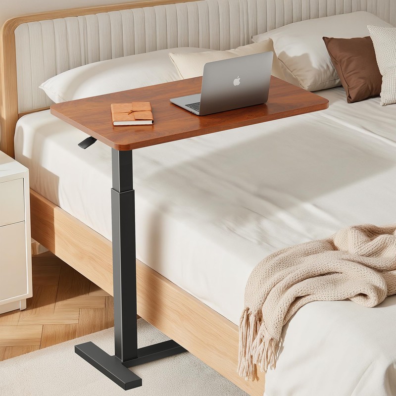 Simple Deluxe Adjustable Overbed Bedside Table with Wheels, Rolling Laptop