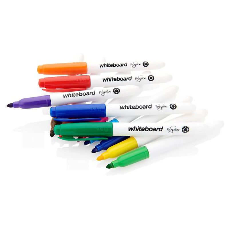 Premier Stationery Pro:Scribe Whiteboard Markers. Assorted Colours. Pack of 8.
