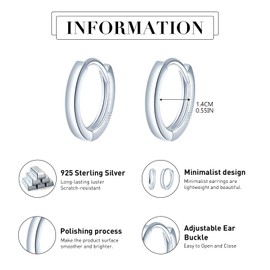 MICYUMI Men's Women's S925 Sterling Silver Earrings 14 mm Diameter Hoop Earrings Round Earrings Hoop Earrings, Silver