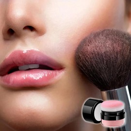 Rubor en polvo, contorno facial, rubor en polvo mate con cojín de aire, suave, fino y natural suelto con soplo de hongo para niñas y mujeres.