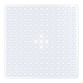 XIYUNTE Square Shower Mat Non Slip Anti Mould - 53 x 53cm Rubber Shower Mat for Inside Shower, Anti Slip Shower Mats with Drain Holes & Suction Cups, Machine Washable, Clear