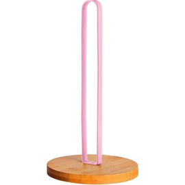 TONLEA Wooden Paper Towel Holder Countertop, Kitchen-Towel-Holder FreeStanding with Non-Slip Base for Bathroom (Light Pink)