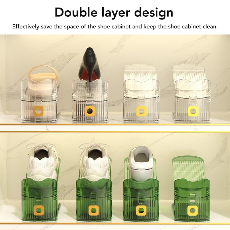 Shoe Rack, Breathable Double Layer Shoe Stack Adjustable Dampproof for