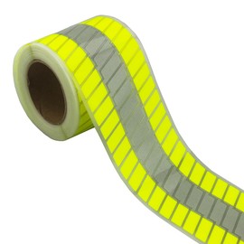 NOZUONO High Visibility Silver Reflective Heat Transfer Vinyl Iron On Tape for Clothing Fluorescent Yellow Striped-2# (2 Inch x 5 Yard)