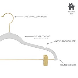 Simplify 6 Pack Velvet Hangers with Clips in White