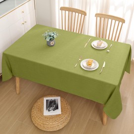 smiry Linen Table Cloth Rectangle 140x140 cm Wipe Clean Tablecloth Water Resistant Table Cover for Kitchen, Party Decorations - Green