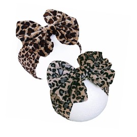 LDDCX Bows for Baby Girls Headband, Newborn Bows Headbands Baby Hair Bows Hairbands Hair Accessories.(FD104) (leopard headband)