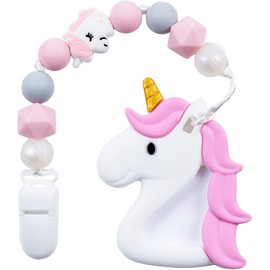 Kids Heroes Mordedera de Unicornio con Clip para Sujetar, Silicona Libre de BPA, Rosa