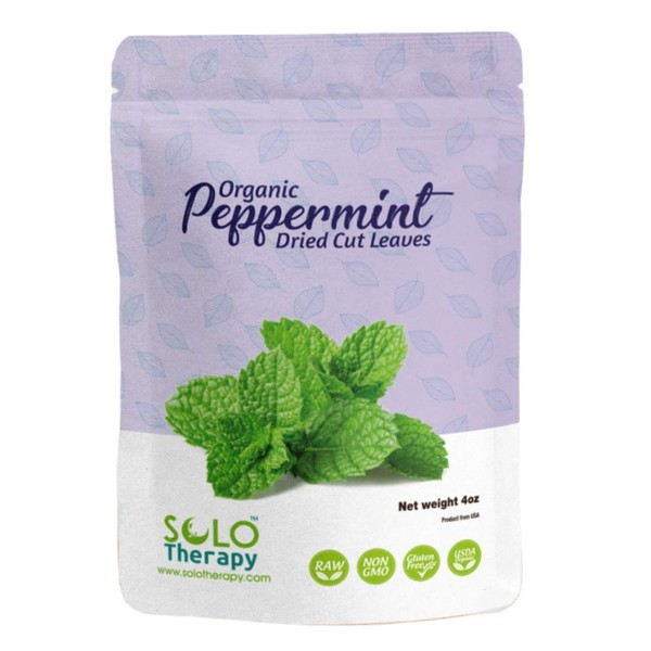 Organic Peppermint Leaves 4 oz., Peppermint Dried Cut Leaves , Peppermint Tea , Mentha Piperita, Herbal Tea in Resealable Bag , Product From USA